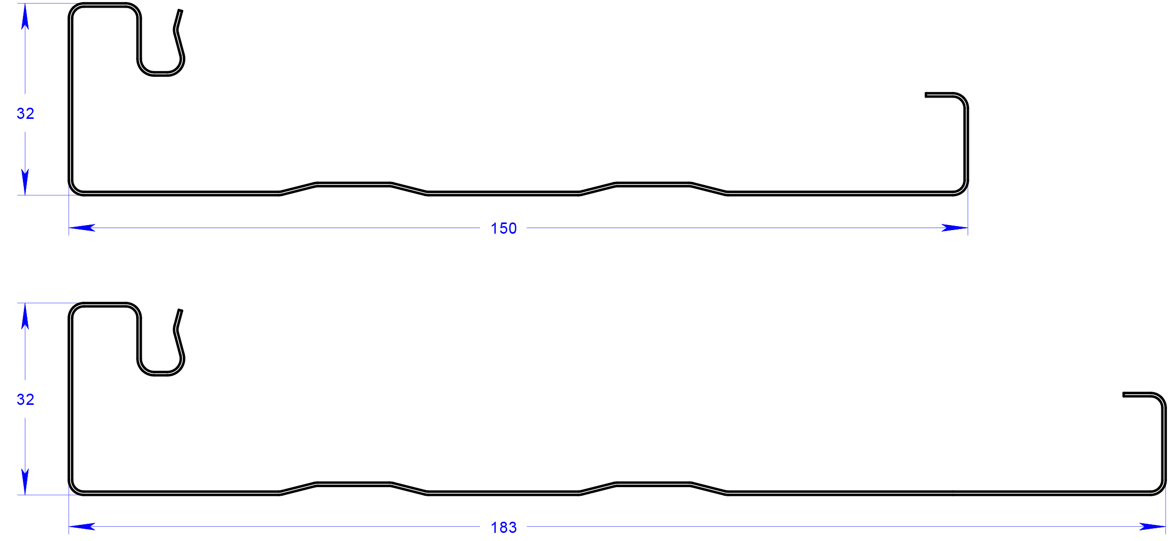 fascia profile diagram with dimensions